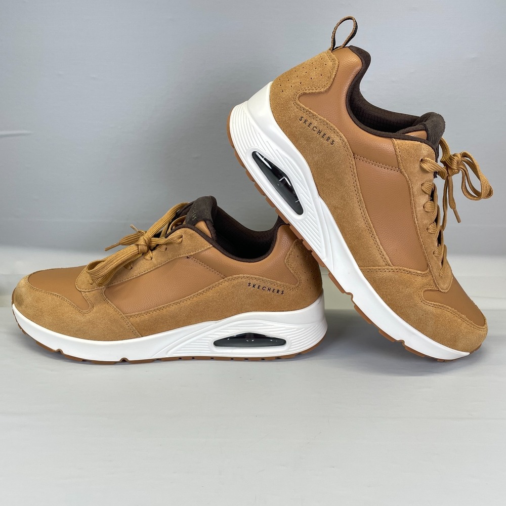 Skechers Uno Stacre Shoes Mens Size 13 Brown Leather Lace Up Comfort Sneakers - Picture 8 of 10